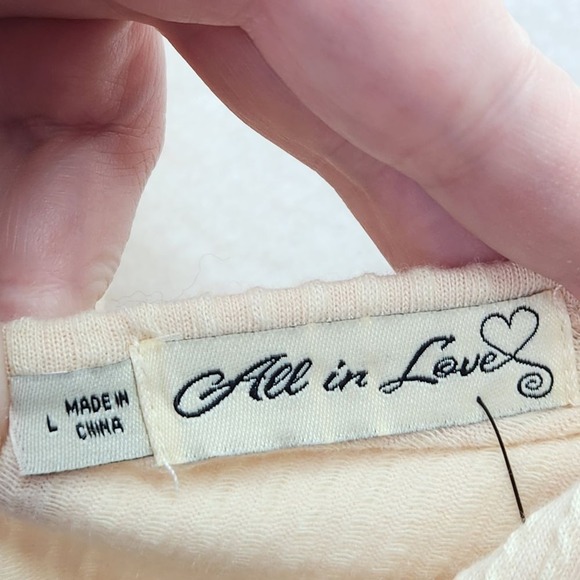 All in Love Tank Womens L Cream Ribbed Surplice Peplum Blouse Retro Double VNeck - Picture 2 of 9